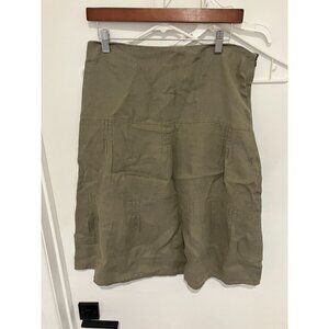 Chattawak Women's 100% Linen Skirt, Olive Green, Size T40 (US 6)